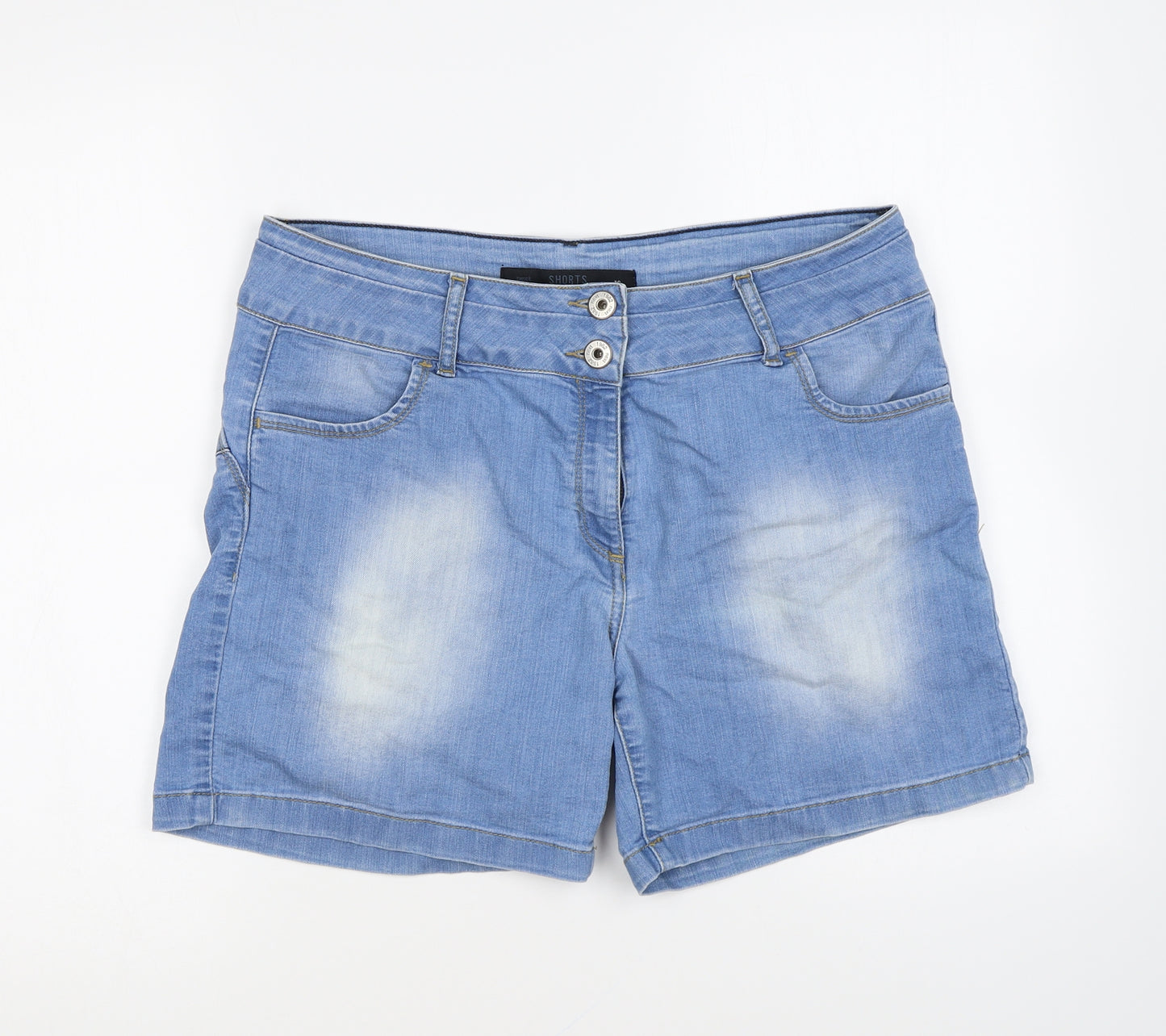 NEXT Womens Blue Cotton Hot Pants Shorts Size 16 L5 in Regular Zip