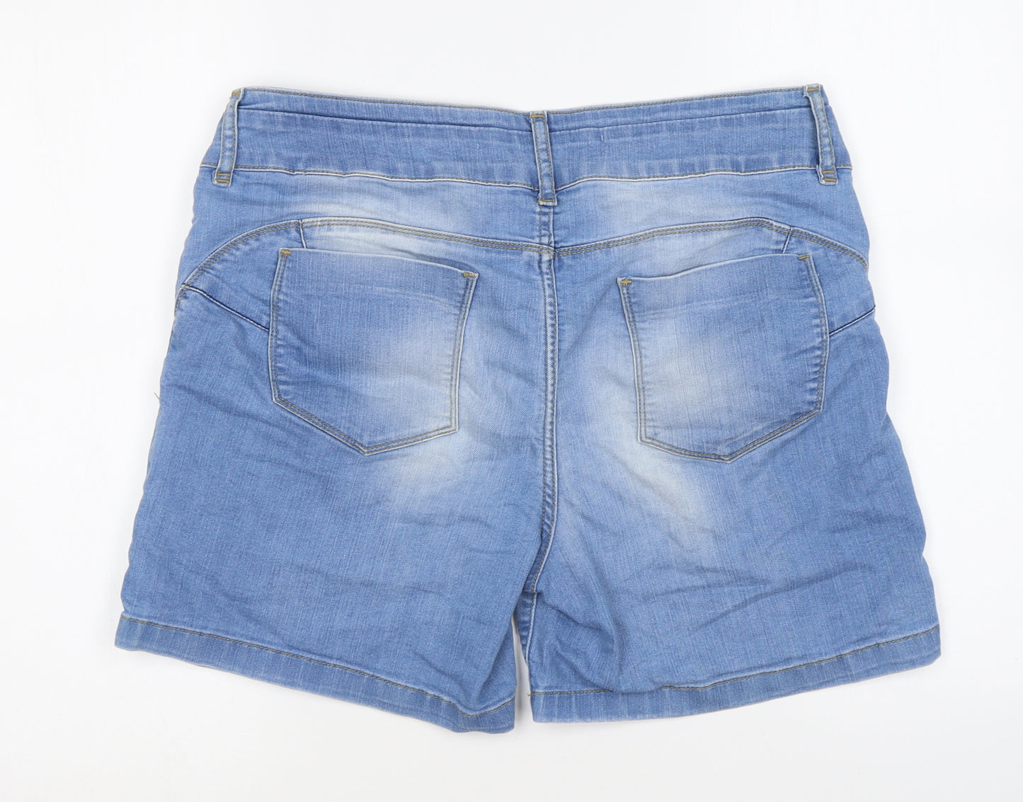 NEXT Womens Blue Cotton Hot Pants Shorts Size 16 L5 in Regular Zip