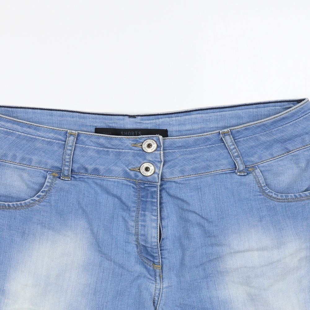 NEXT Womens Blue Cotton Hot Pants Shorts Size 16 L5 in Regular Zip