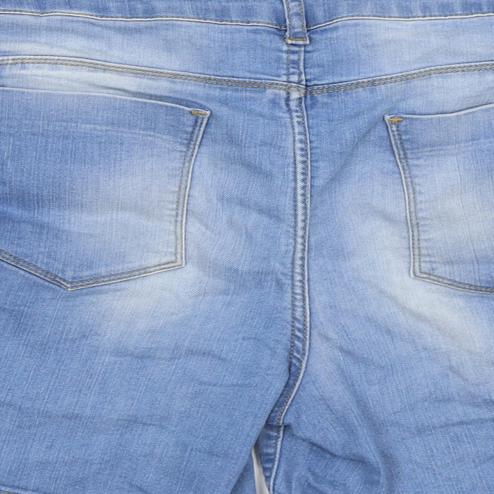 NEXT Womens Blue Cotton Hot Pants Shorts Size 16 L5 in Regular Zip