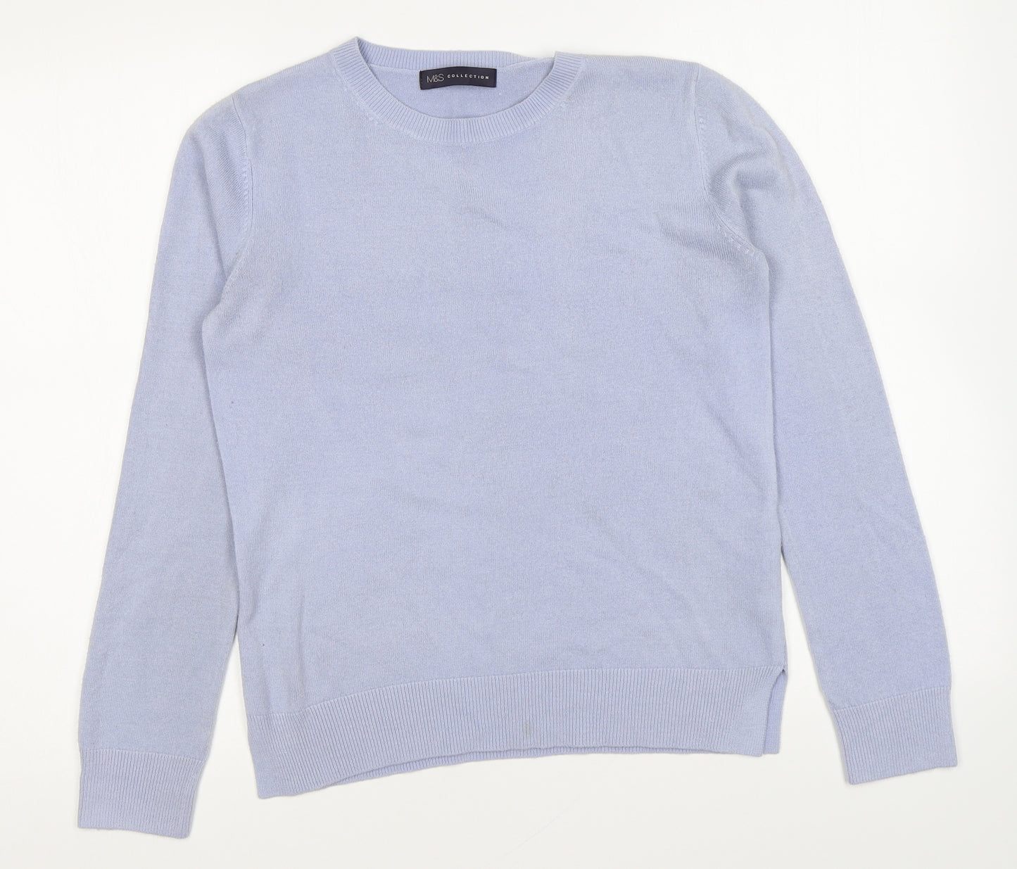 Marks and Spencer Womens Blue Round Neck Acrylic Pullover Jumper Size 10