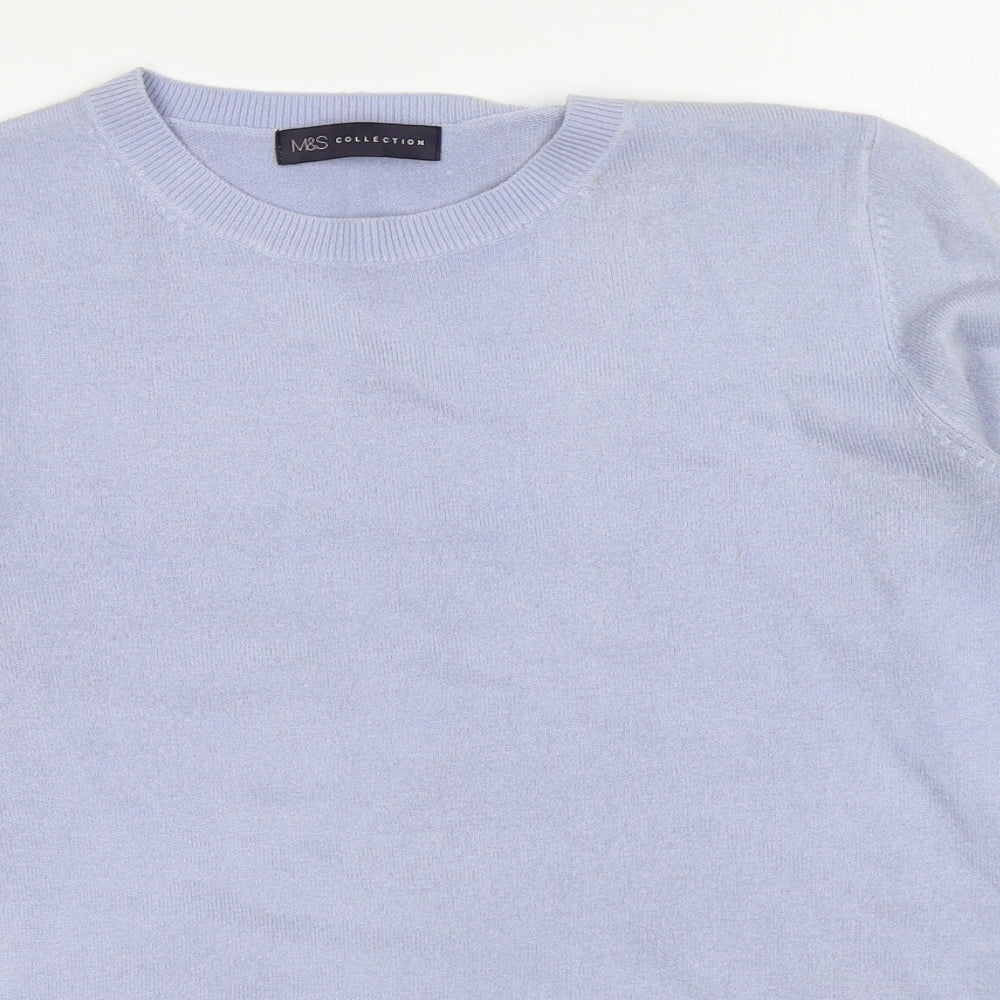 Marks and Spencer Womens Blue Round Neck Acrylic Pullover Jumper Size 10
