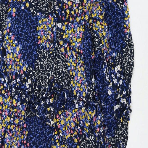 Marks and Spencer Womens Blue Floral Viscose Shirt Dress Size 14 Collared Button