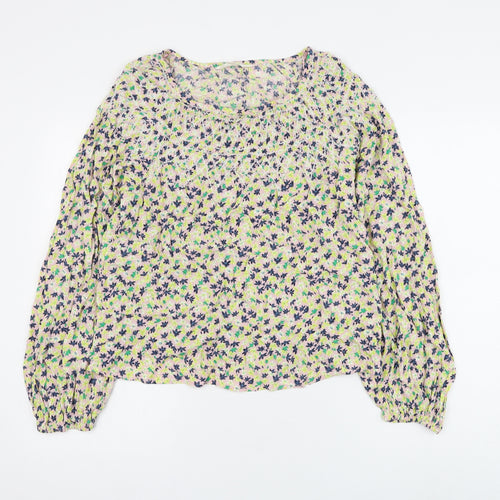 Marks and Spencer Womens Multicoloured Floral Viscose Basic Blouse Size 8 Round Neck