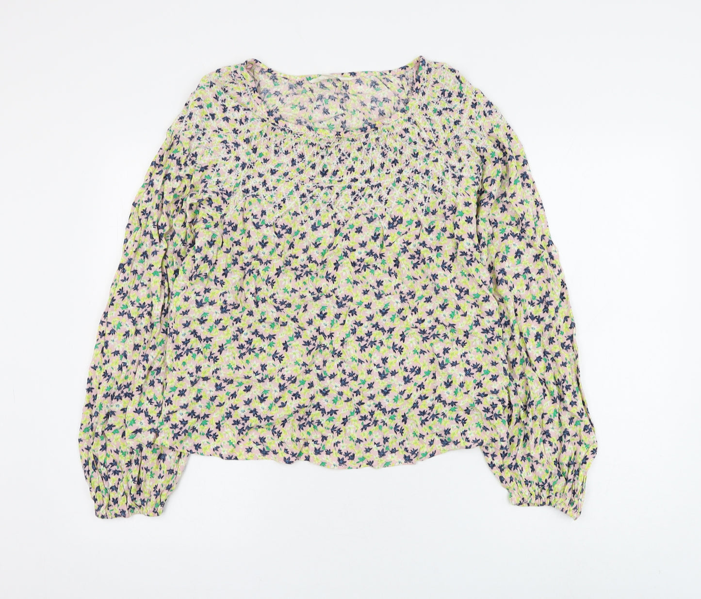 Marks and Spencer Womens Multicoloured Floral Viscose Basic Blouse Size 8 Round Neck