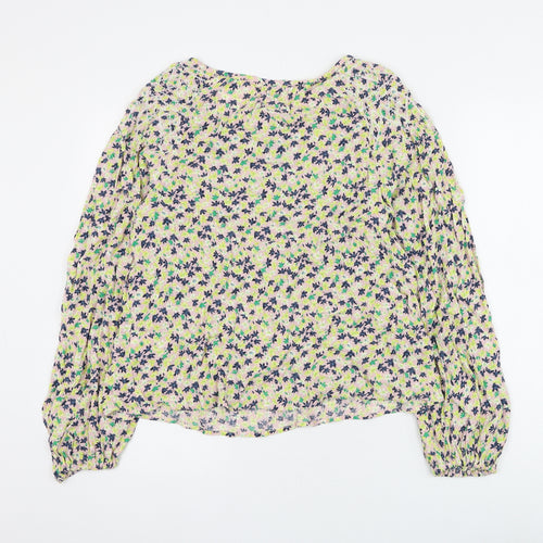 Marks and Spencer Womens Multicoloured Floral Viscose Basic Blouse Size 8 Round Neck
