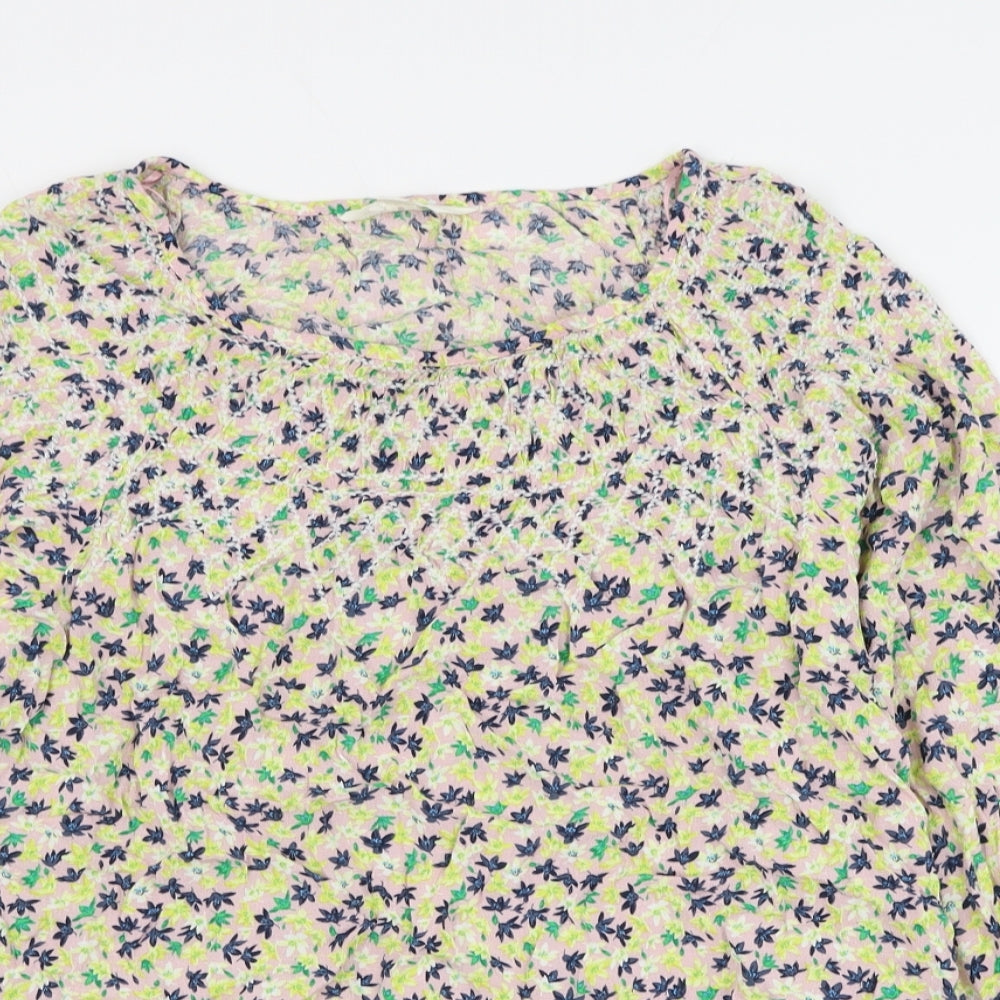 Marks and Spencer Womens Multicoloured Floral Viscose Basic Blouse Size 8 Round Neck
