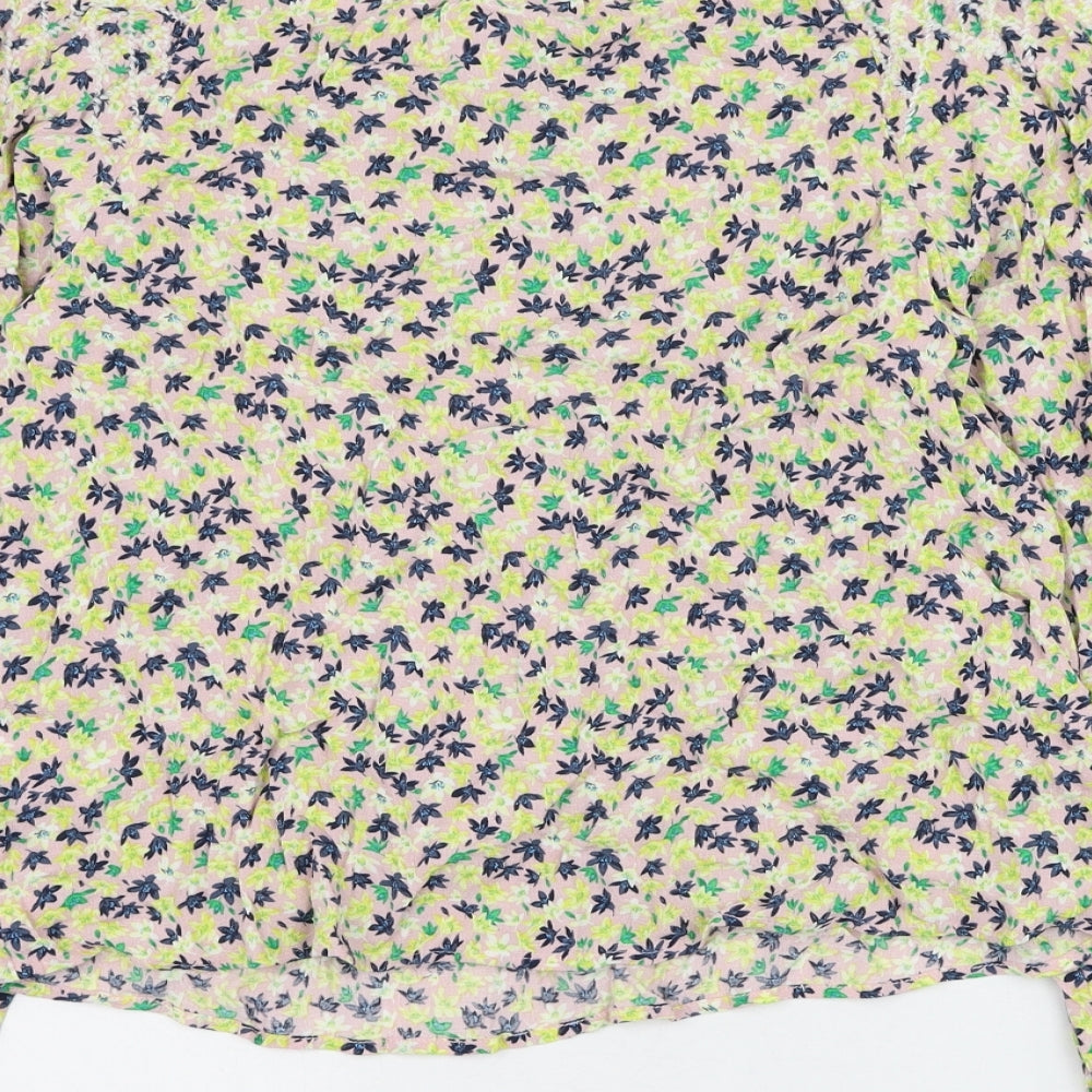 Marks and Spencer Womens Multicoloured Floral Viscose Basic Blouse Size 8 Round Neck
