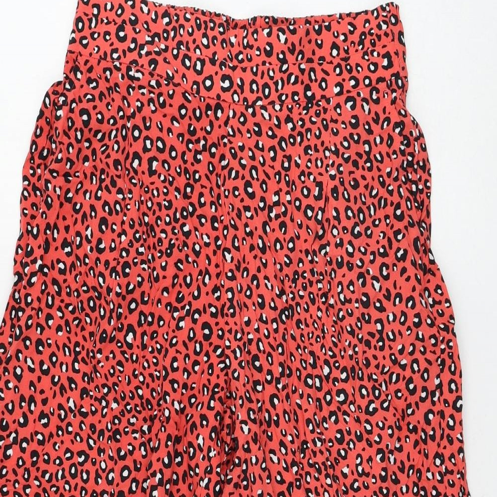 Marks and Spencer Womens Pink Animal Print Viscose Cropped Trousers Size 8 L21 in Regular - Leopard Print