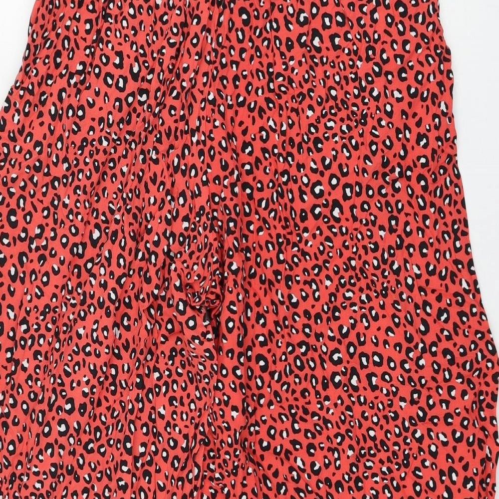 Marks and Spencer Womens Pink Animal Print Viscose Cropped Trousers Size 8 L21 in Regular - Leopard Print