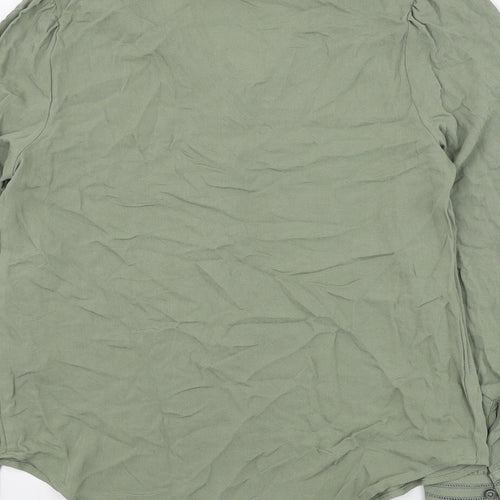 Marks and Spencer Womens Green Viscose Basic Button-Up Size 6 V-Neck
