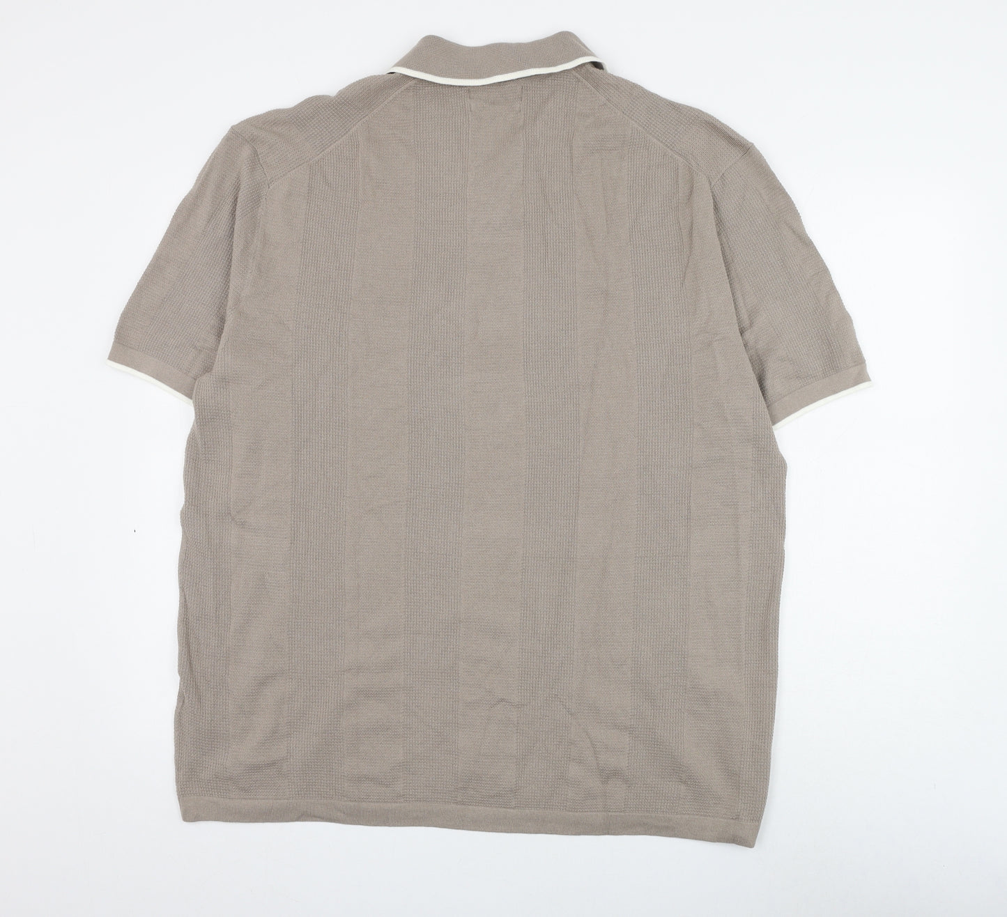 Marks and Spencer Mens Grey Cotton T-Shirt Size 2XL Collared