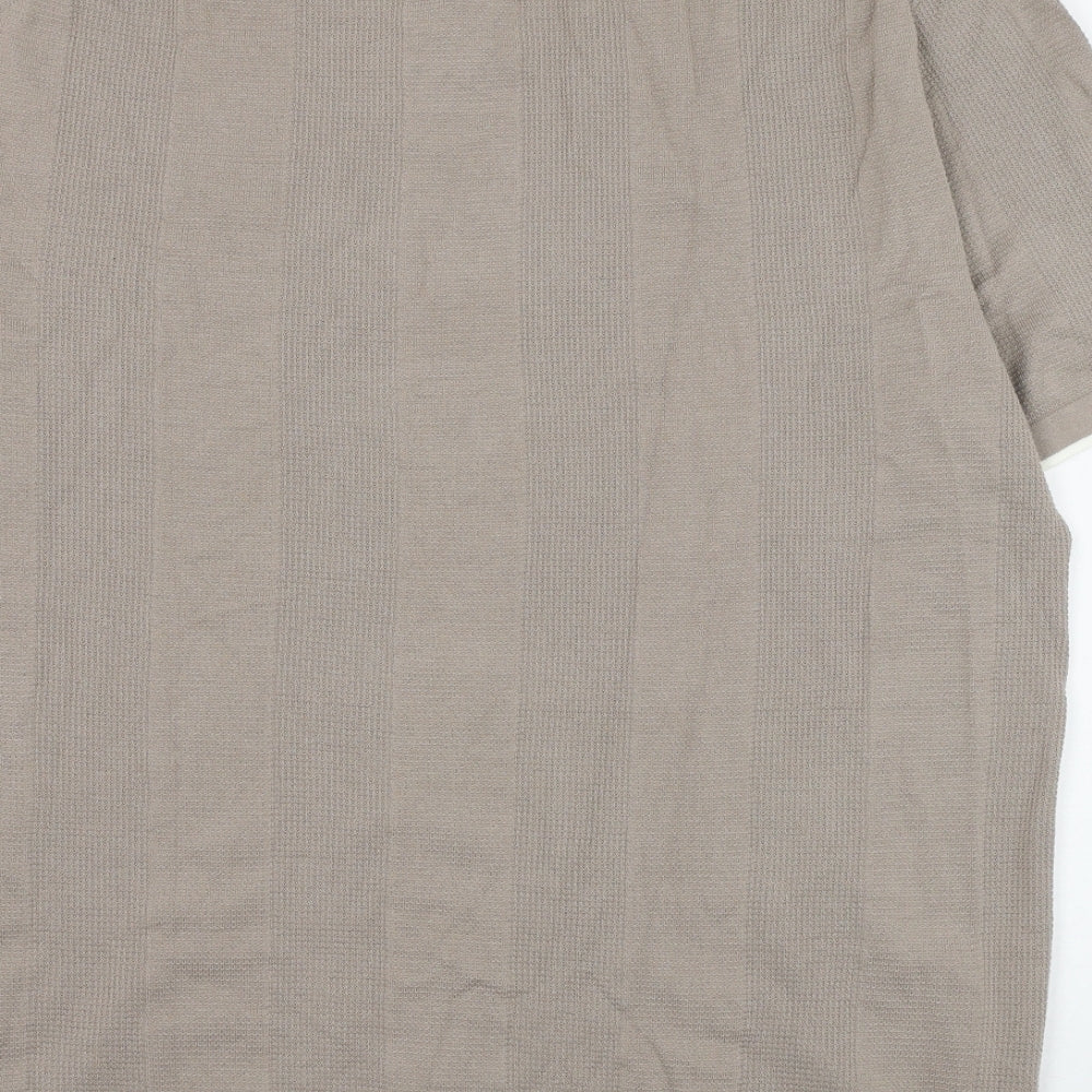 Marks and Spencer Mens Grey Cotton T-Shirt Size 2XL Collared