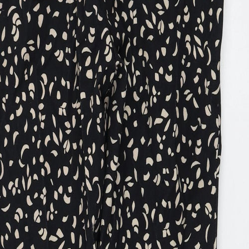 Marks and Spencer Womens Black Geometric Viscose Trousers Size 8 L30 in Regular Zip