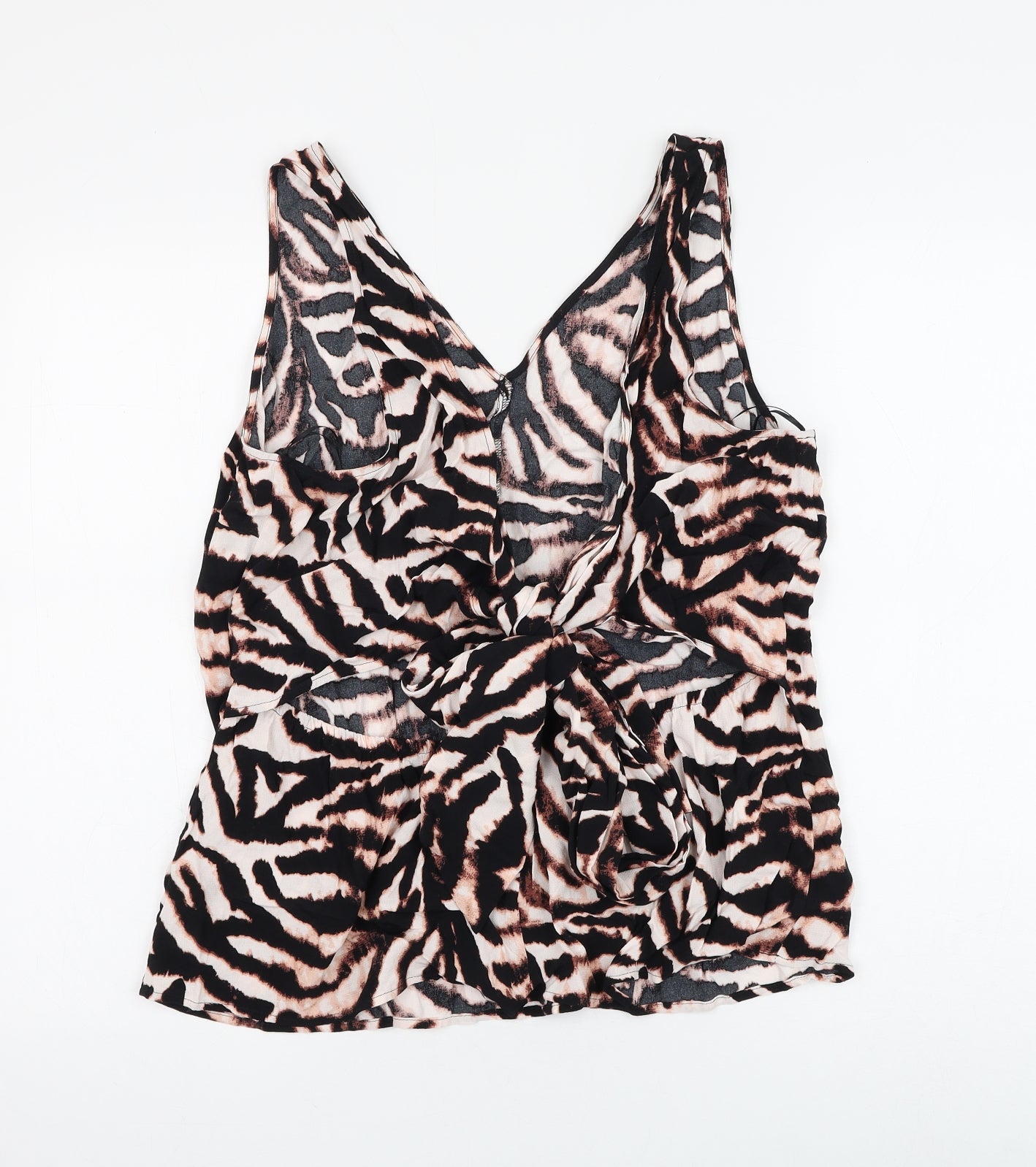 Marks and Spencer Womens Multicoloured Animal Print Viscose Basic Blouse Size 18 V-Neck - Zebra Print