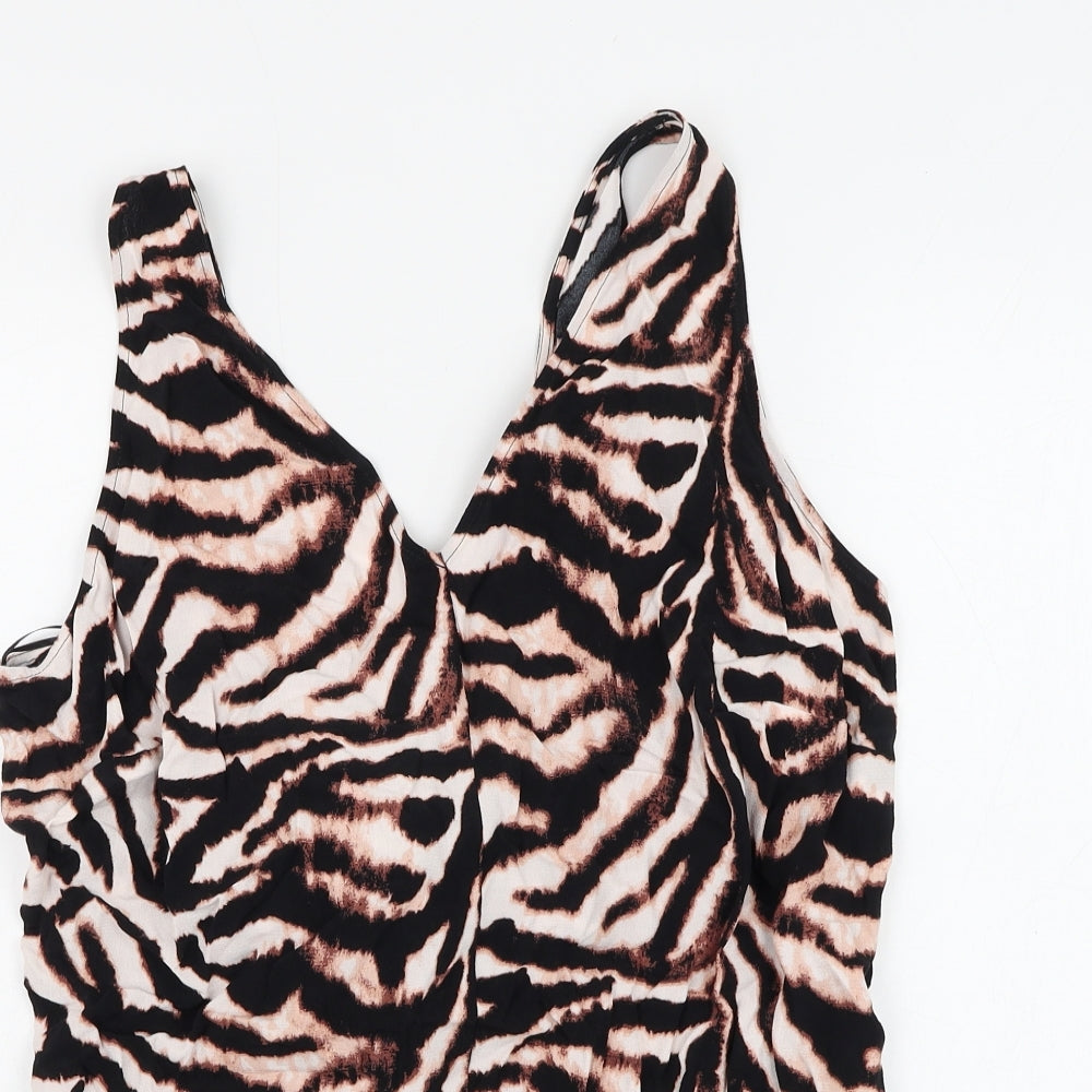 Marks and Spencer Womens Multicoloured Animal Print Viscose Basic Blouse Size 18 V-Neck - Zebra Print