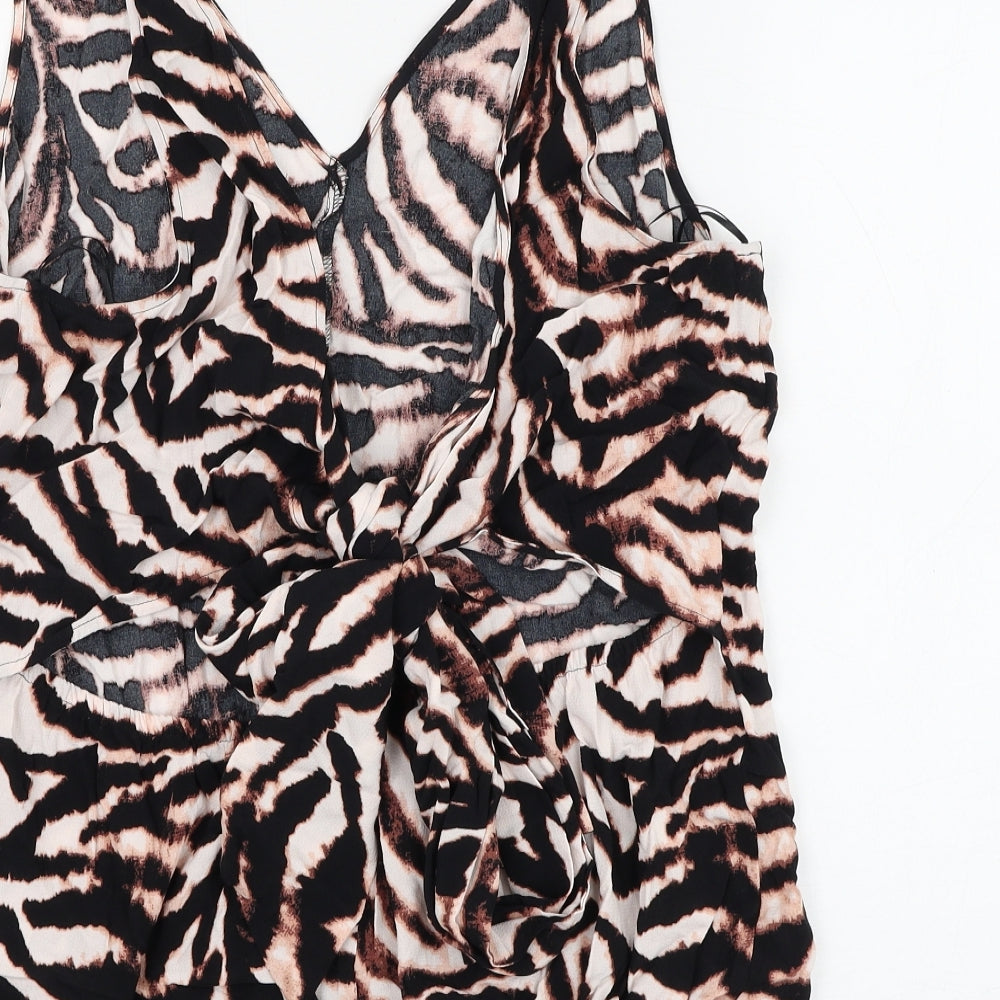 Marks and Spencer Womens Multicoloured Animal Print Viscose Basic Blouse Size 18 V-Neck - Zebra Print