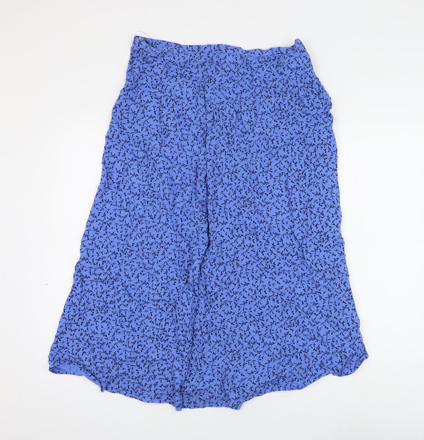 Marks and Spencer Womens Blue Floral Viscose A-Line Skirt Size 12 Zip