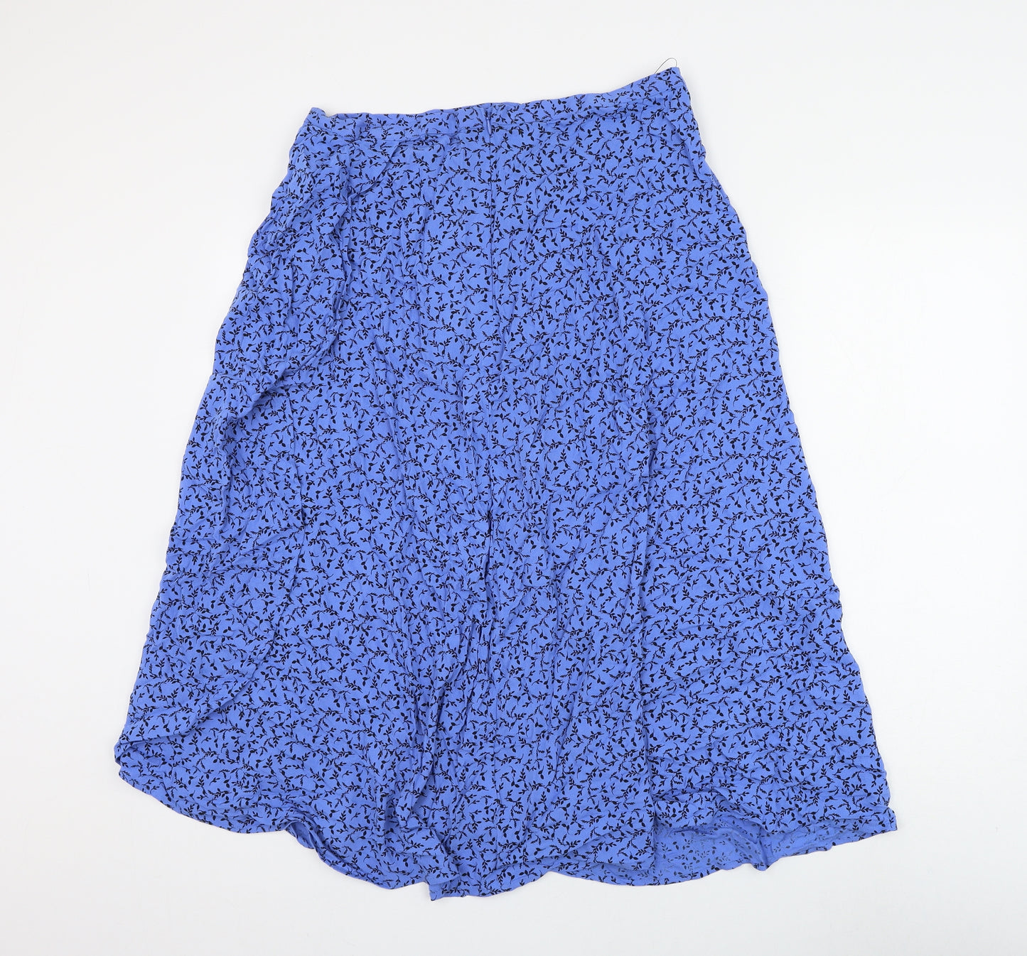 Marks and Spencer Womens Blue Floral Viscose A-Line Skirt Size 12 Zip