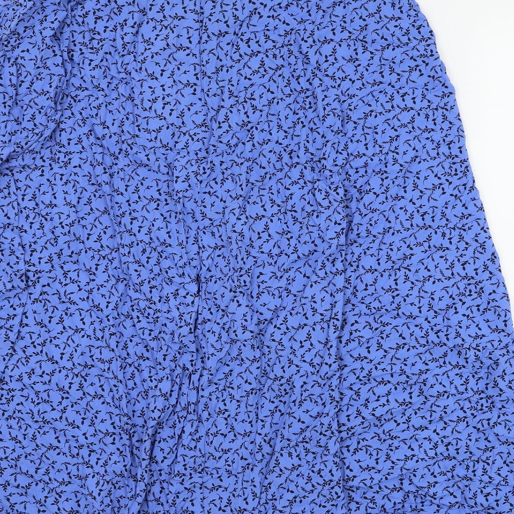 Marks and Spencer Womens Blue Floral Viscose A-Line Skirt Size 12 Zip