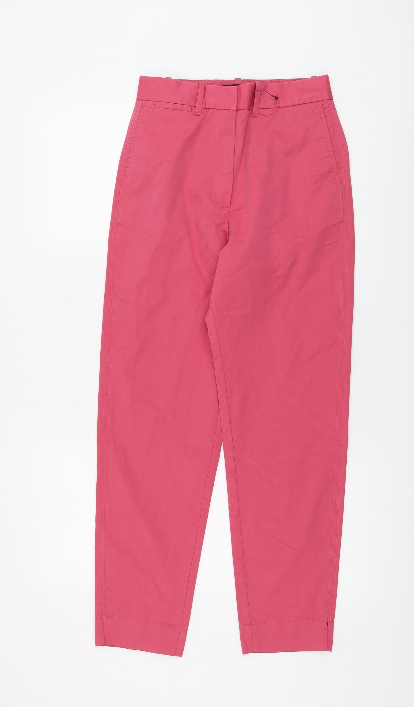 Marks and Spencer Womens Pink Cotton Trousers Size 6 L27 in Regular Zip