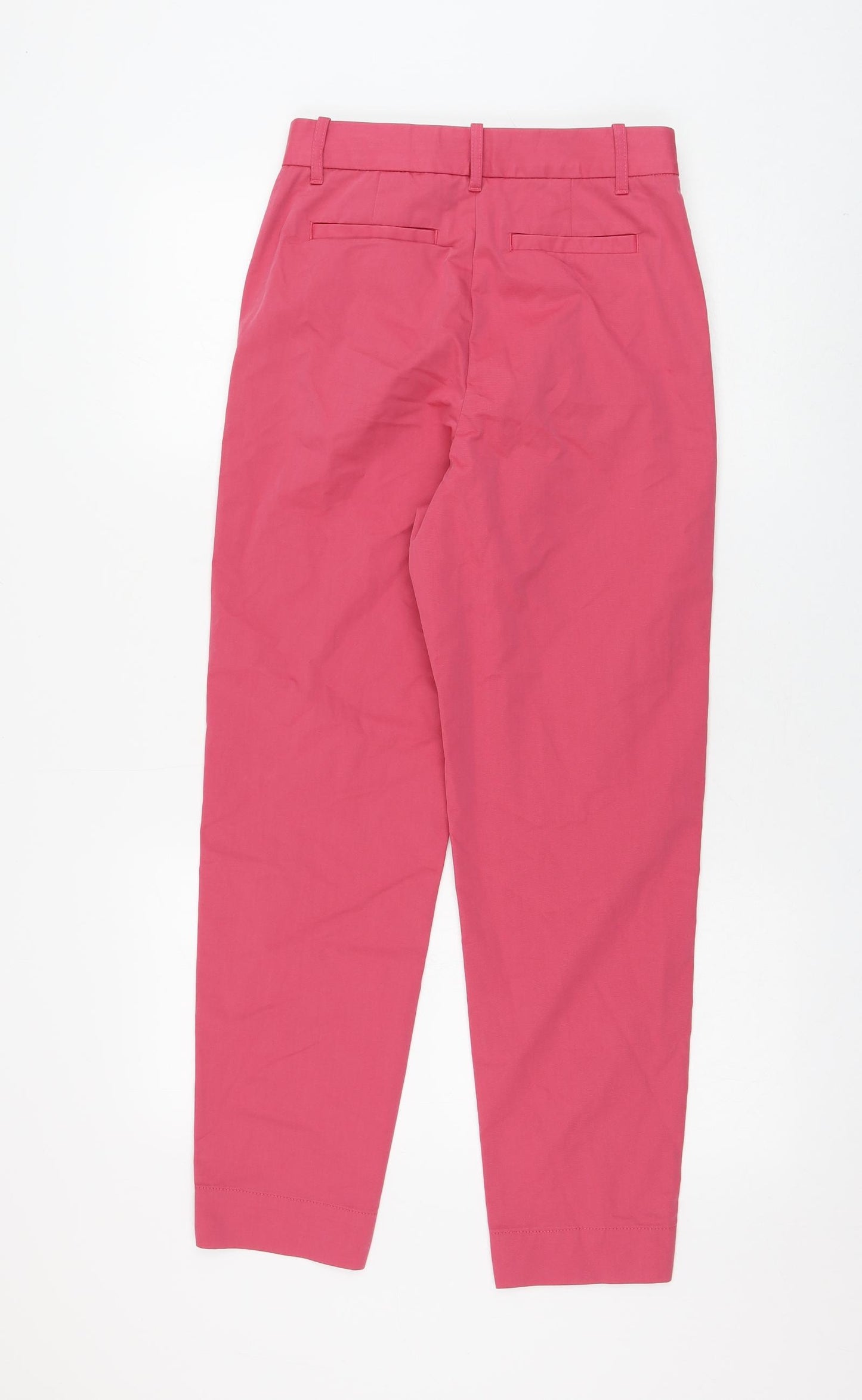 Marks and Spencer Womens Pink Cotton Trousers Size 6 L27 in Regular Zip