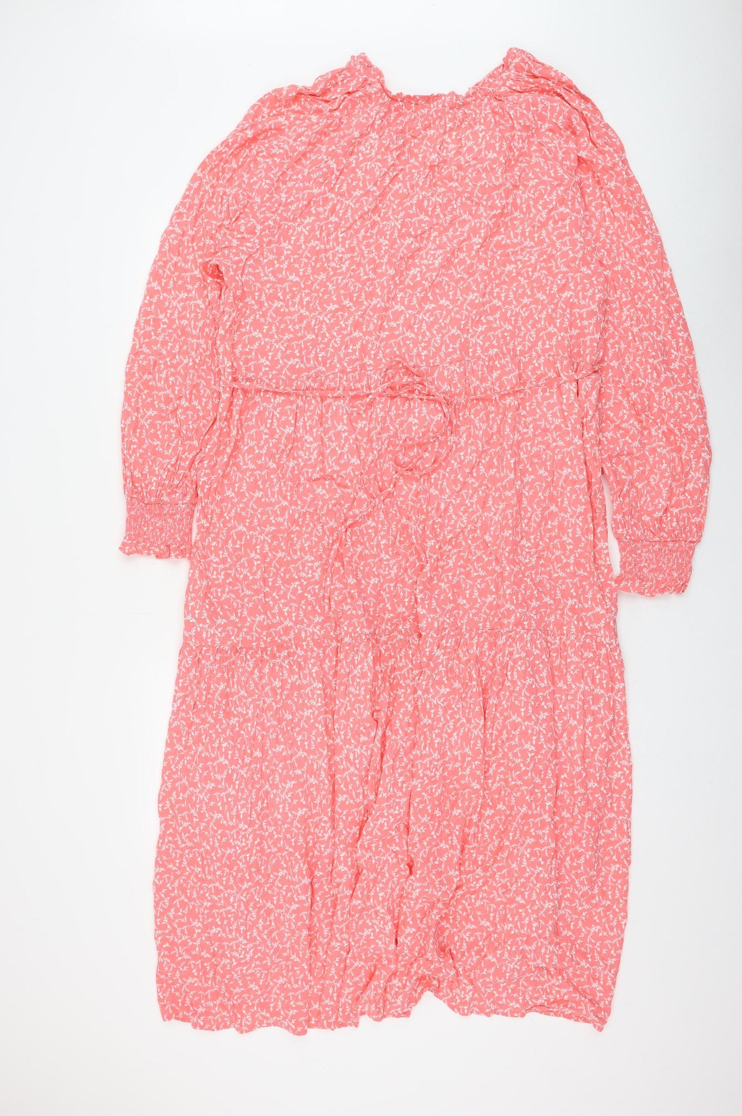 Marks and Spencer Womens Pink Floral Viscose Trapeze & Swing Size 20 V-Neck Pullover