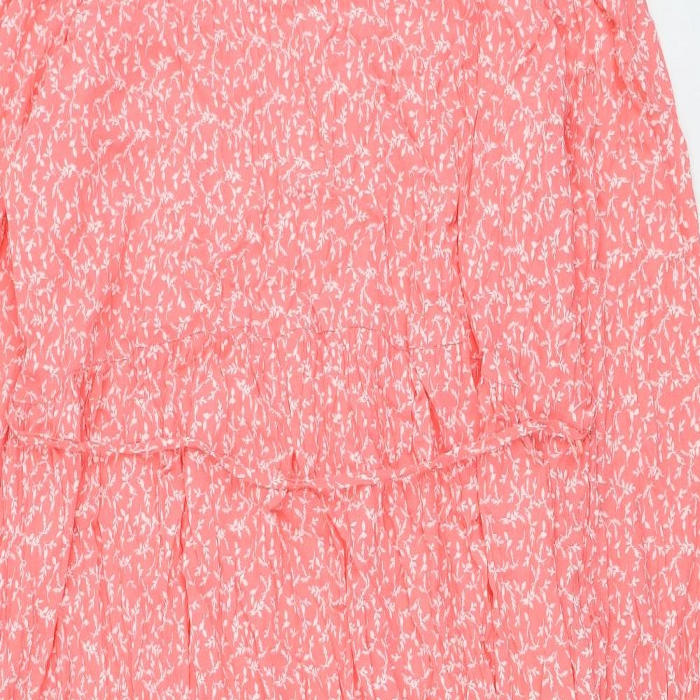 Marks and Spencer Womens Pink Floral Viscose Trapeze & Swing Size 20 V-Neck Pullover