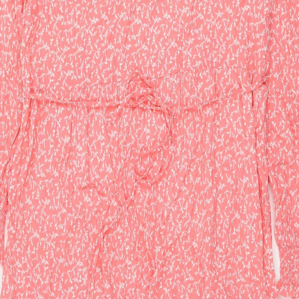 Marks and Spencer Womens Pink Floral Viscose Trapeze & Swing Size 20 V-Neck Pullover