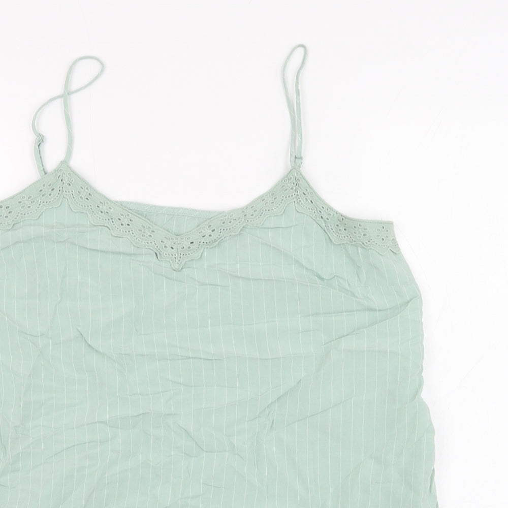 Marks and Spencer Womens Green Striped Viscose Camisole Tank Size 14 V-Neck