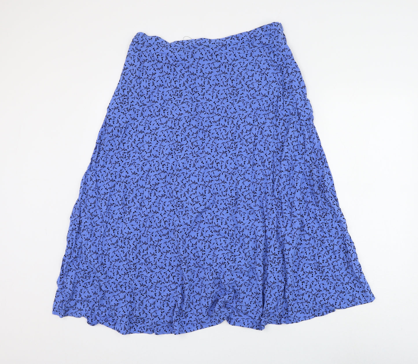 Marks and Spencer Womens Blue Floral Viscose Wrap Skirt Size 14 Zip