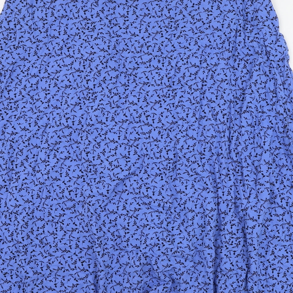 Marks and Spencer Womens Blue Floral Viscose Wrap Skirt Size 14 Zip