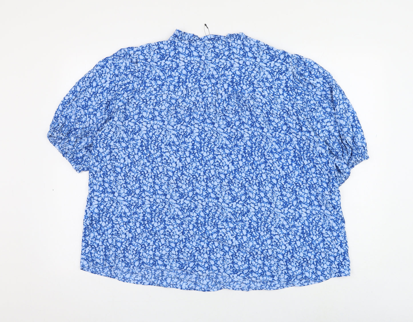 Marks and Spencer Womens Blue Geometric Viscose Basic Blouse Size 18 V-Neck