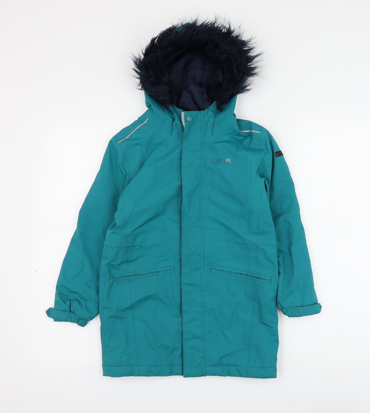 Regatta Girls Green Parka Coat Size 7-8 Years Zip