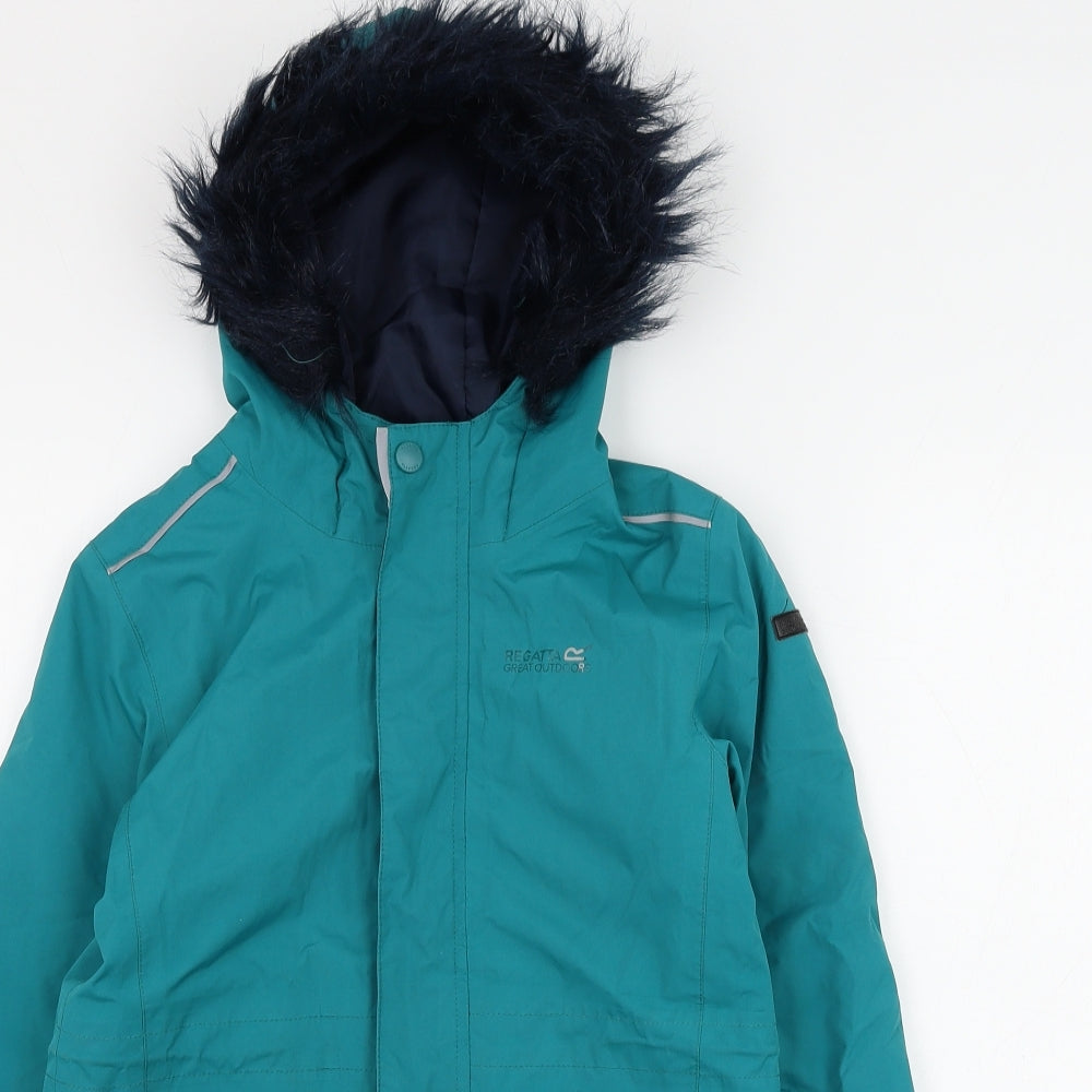 Regatta Girls Green Parka Coat Size 7-8 Years Zip