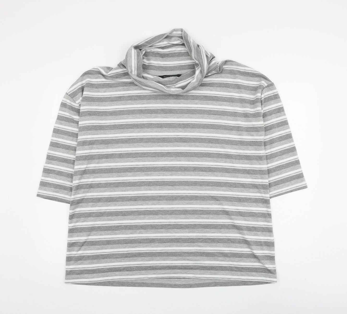 Preworn Womens Grey Striped Polyester Pullover Sweatshirt Size 16 Pullover