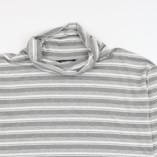 Preworn Womens Grey Striped Polyester Pullover Sweatshirt Size 16 Pullover