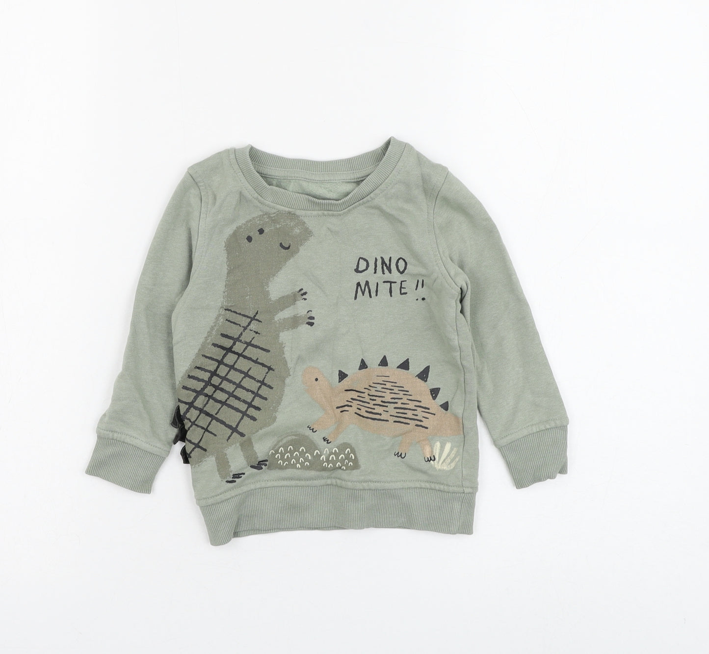 George Boys Green Cotton Pullover Jumper Size 12-18 Months Pullover - Dinosaur
