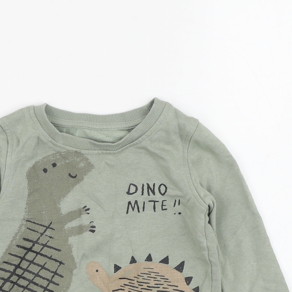 George Boys Green Cotton Pullover Jumper Size 12-18 Months Pullover - Dinosaur