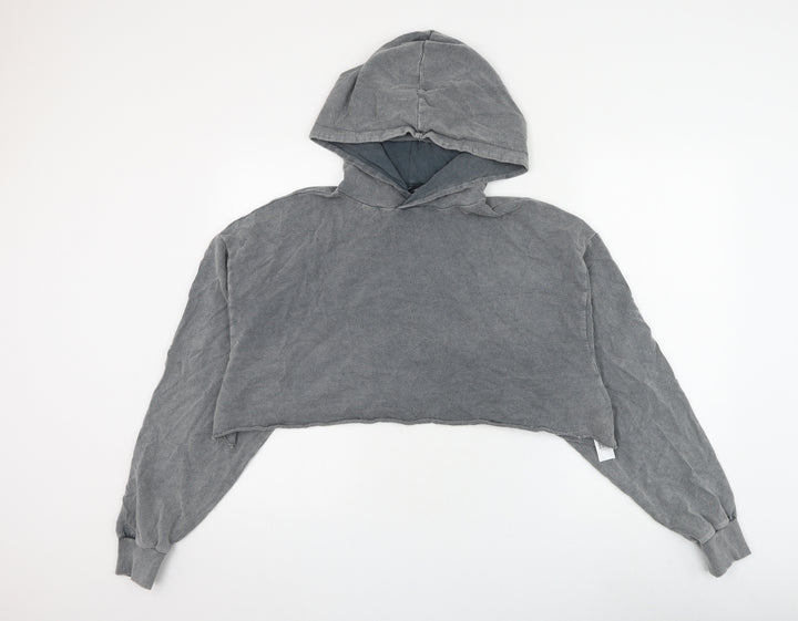 ASOS Womens Grey Cotton Pullover Hoodie Size 2 Pullover - Cropped