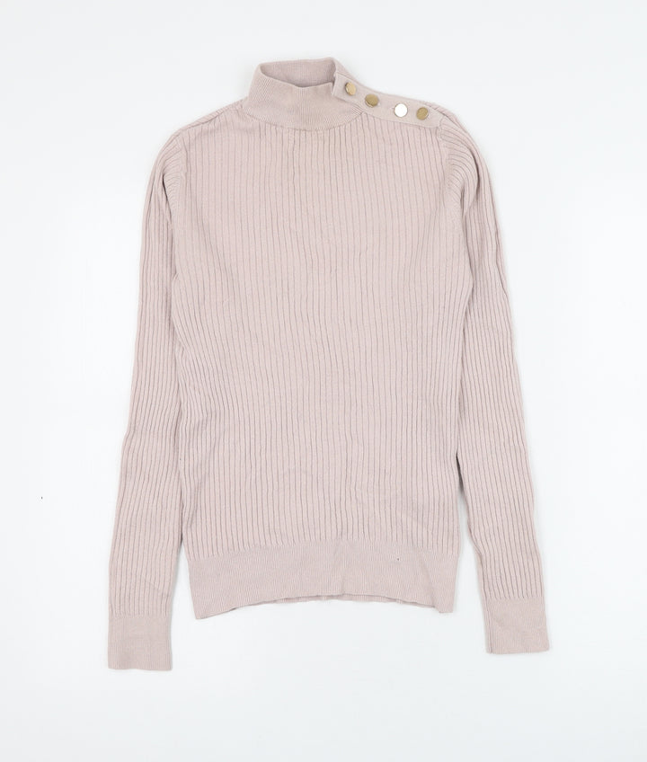 New Look Womens Pink Mock Neck Viscose Pullover Jumper Size 10