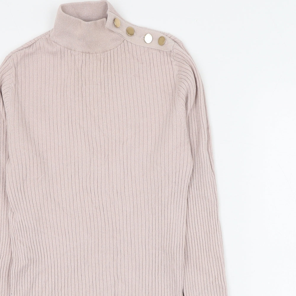 New Look Womens Pink Mock Neck Viscose Pullover Jumper Size 10