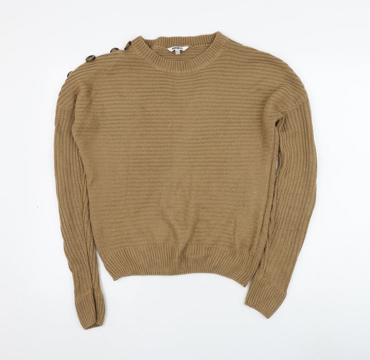 PEP&CO Womens Brown Round Neck Acrylic Pullover Jumper Size 8