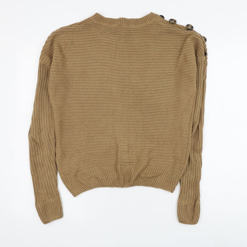 PEP&CO Womens Brown Round Neck Acrylic Pullover Jumper Size 8