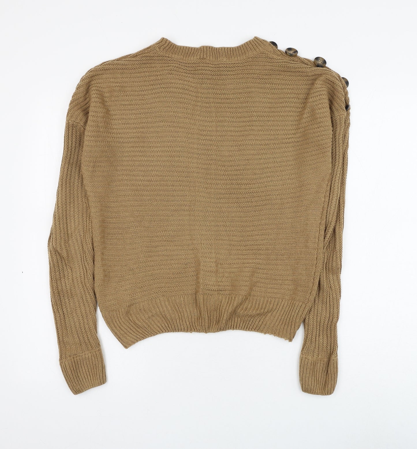 PEP&CO Womens Brown Round Neck Acrylic Pullover Jumper Size 8
