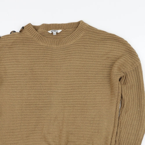 PEP&CO Womens Brown Round Neck Acrylic Pullover Jumper Size 8