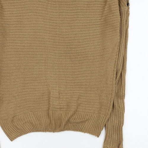 PEP&CO Womens Brown Round Neck Acrylic Pullover Jumper Size 8