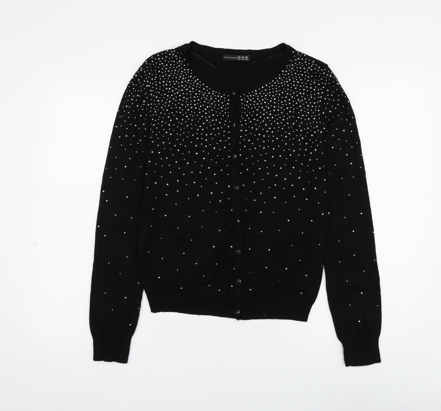 Atmosphere Womens Black Round Neck Viscose Cardigan Jumper Size 10