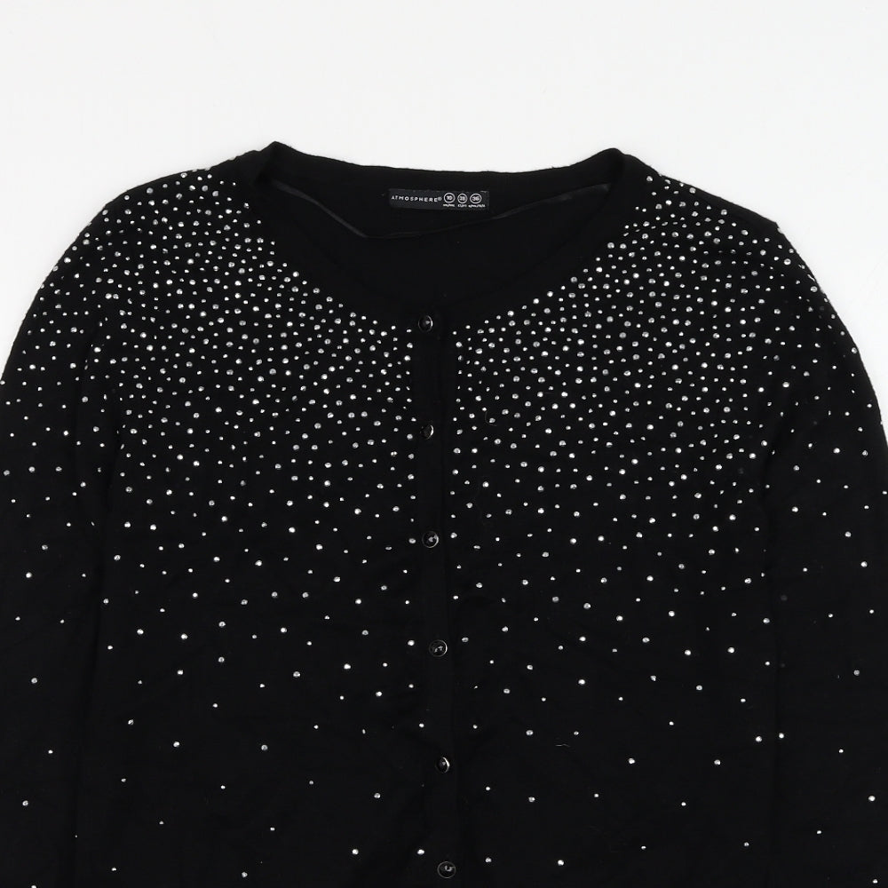 Atmosphere Womens Black Round Neck Viscose Cardigan Jumper Size 10