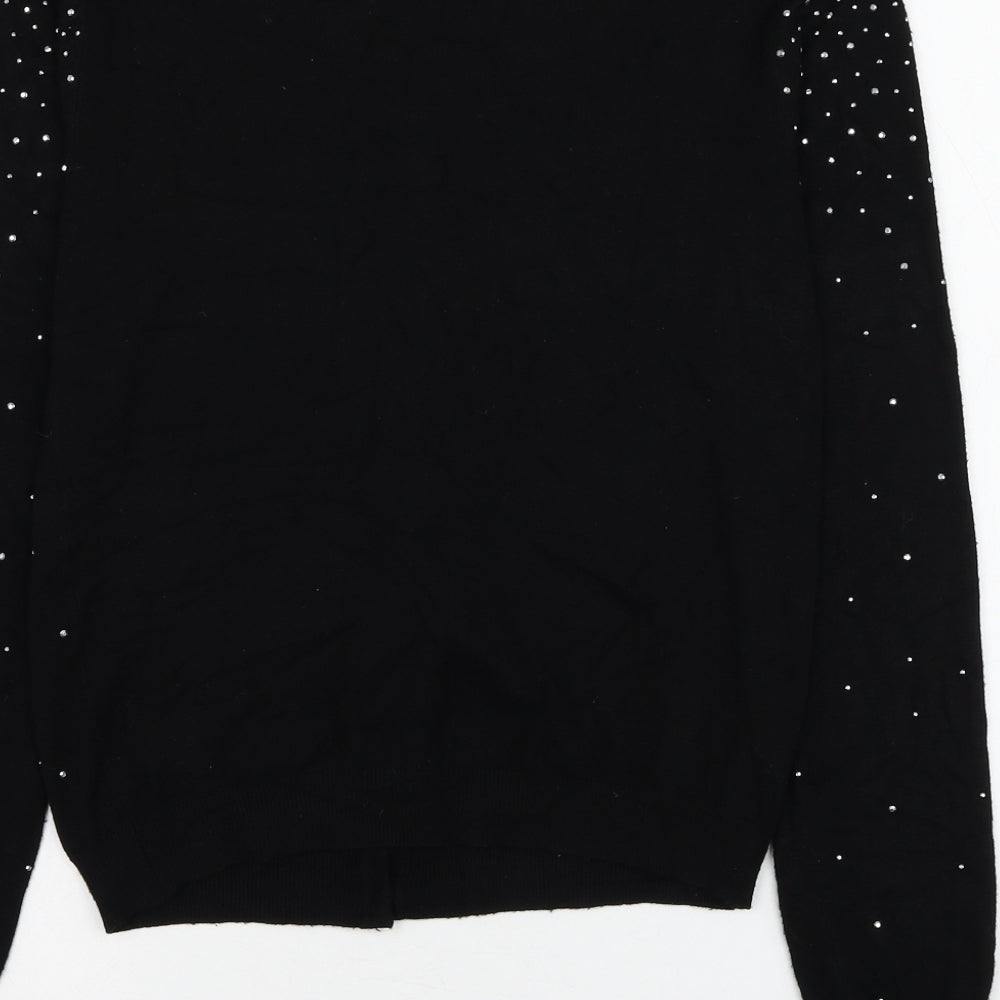 Atmosphere Womens Black Round Neck Viscose Cardigan Jumper Size 10
